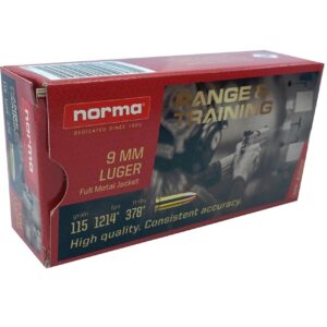 Norma Range & Training 9mm 115gr FMJ Brass Case 50rd Box