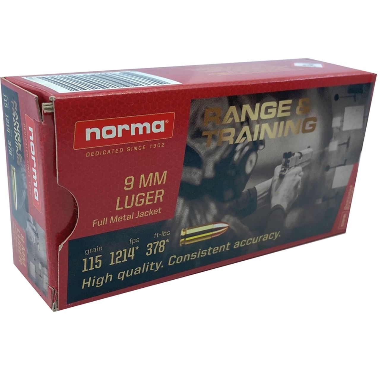 Norma Range & Training 9mm 115gr FMJ Brass Case 50rd Box