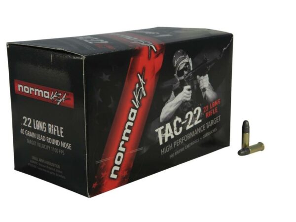 Norma Tac .22 LR, 40gr, Lead Round Nose, 50rd Box