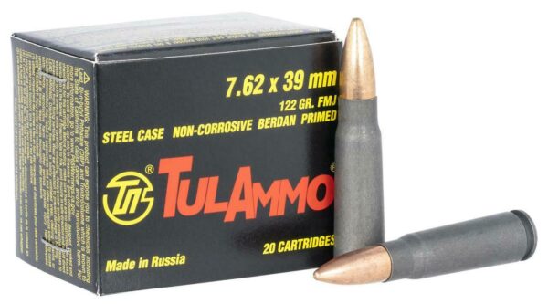 TulAmmo 7.62X39mm 122gr FMJ Steel Case 20rd Box